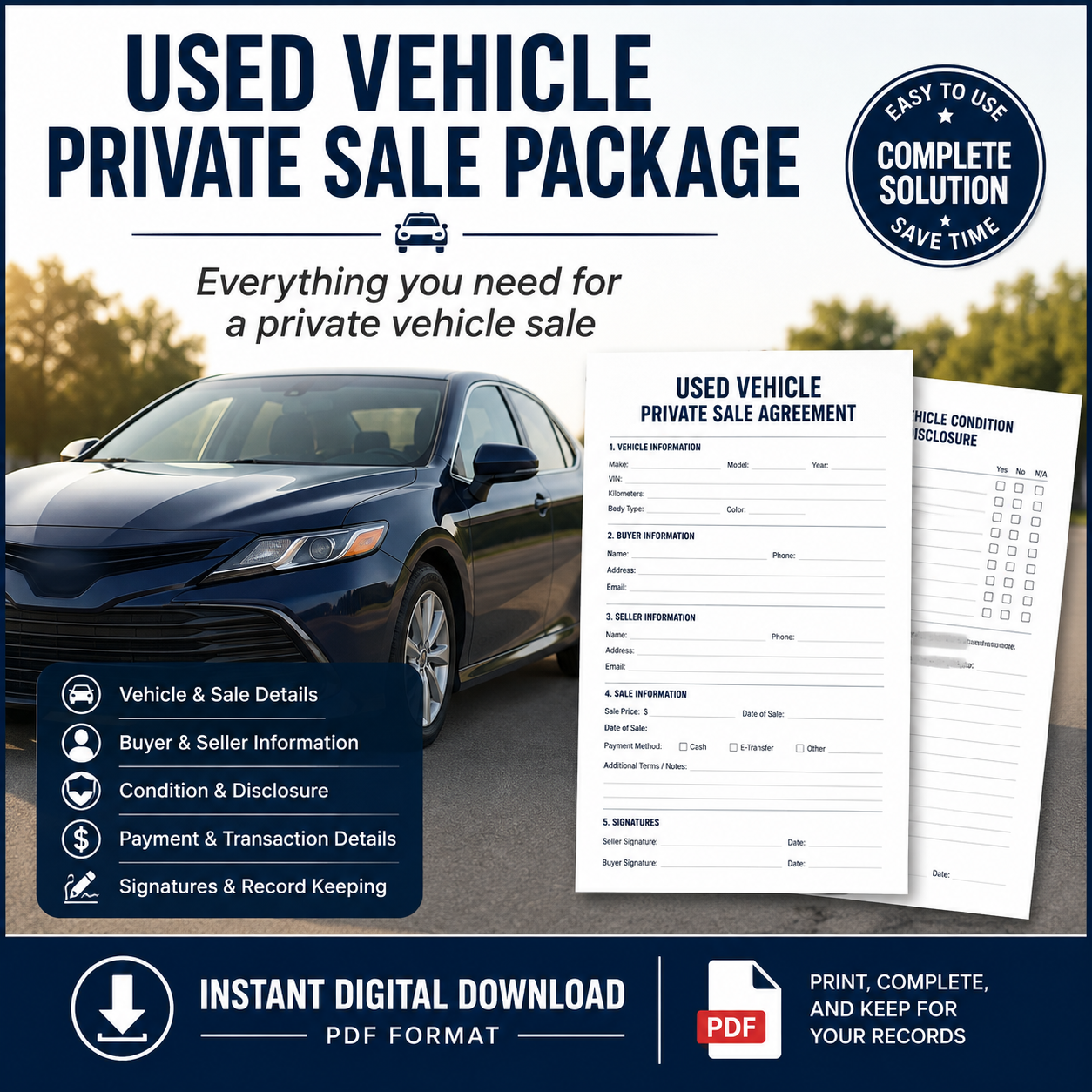 Used Vehicle Private Sale Package – Instant PDF Download